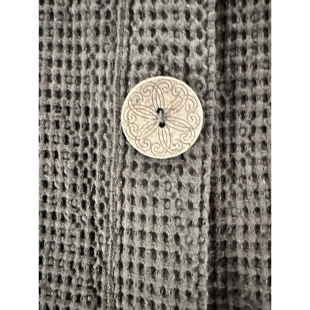Focus Black Waffle Knit Cotton Button Front Lagenlook Vest Women's XL Casual - Picture 5 of 8